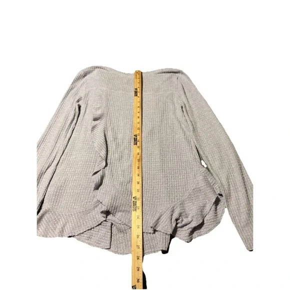 Anthropologie Sunday Saturday S  Purple Waffle Knit Ruffle Back Long Sleeve Top - Picture 11 of 11